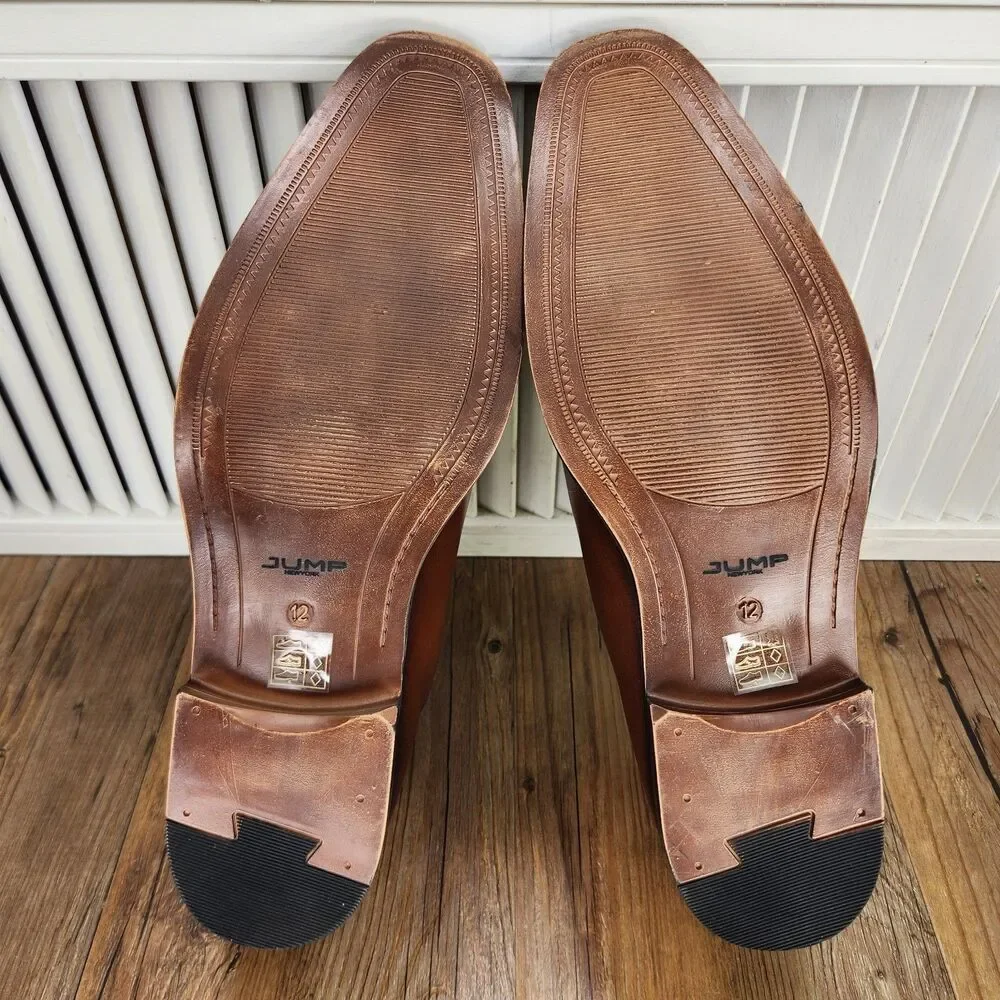 Jump New York Monaco Oxfords Dress Shoes Mens Size 12 M Tan Brown Leather Preppy